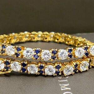 Ross-Simons 18k gold over 925 sterling Silver sapphire & CZ Bracelet size 7.5